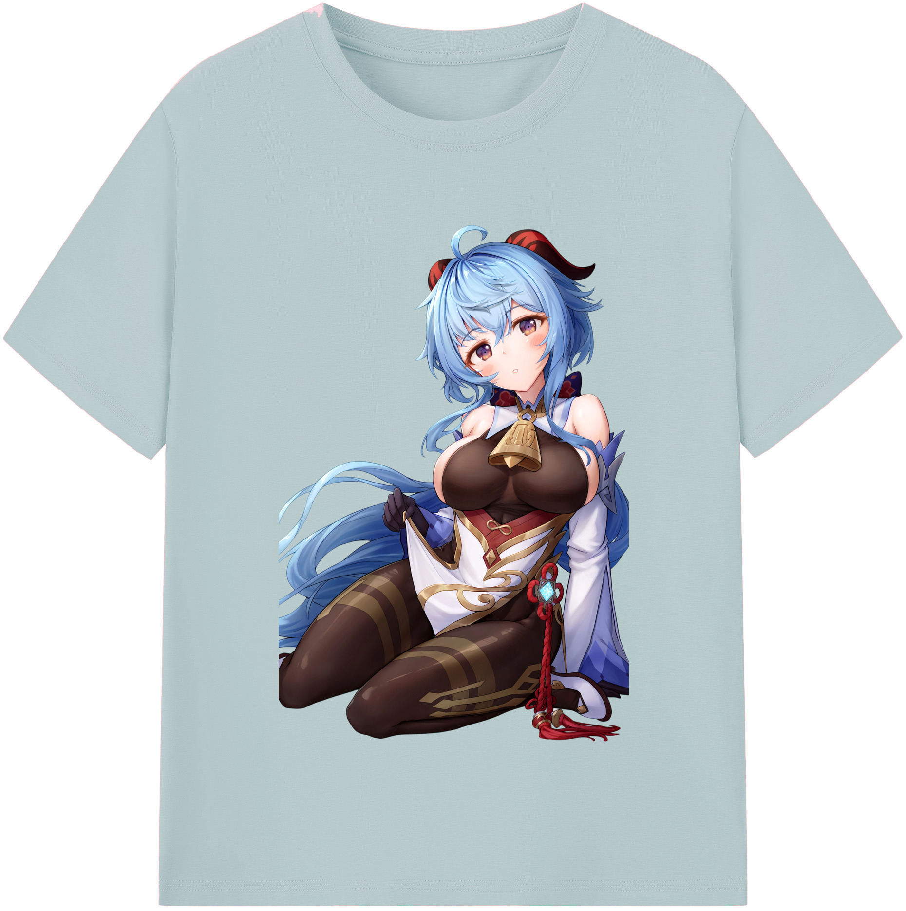 げんし神 甘雨 かんう genshin Ganyu 綿100％半袖Tシャツ（フロントプリント）